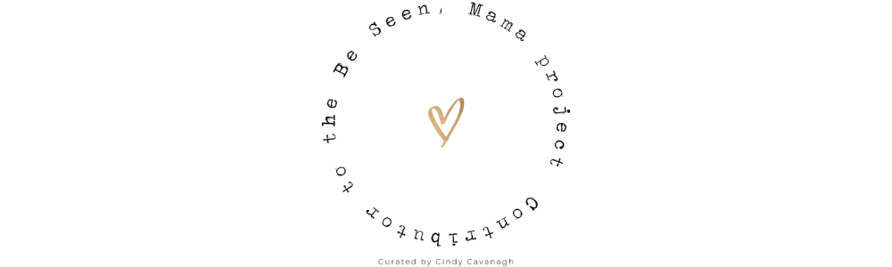 Circular text arrangement with a heart symbol at the center, reading "to be seen, heard + understood" curated by cindy canavan.